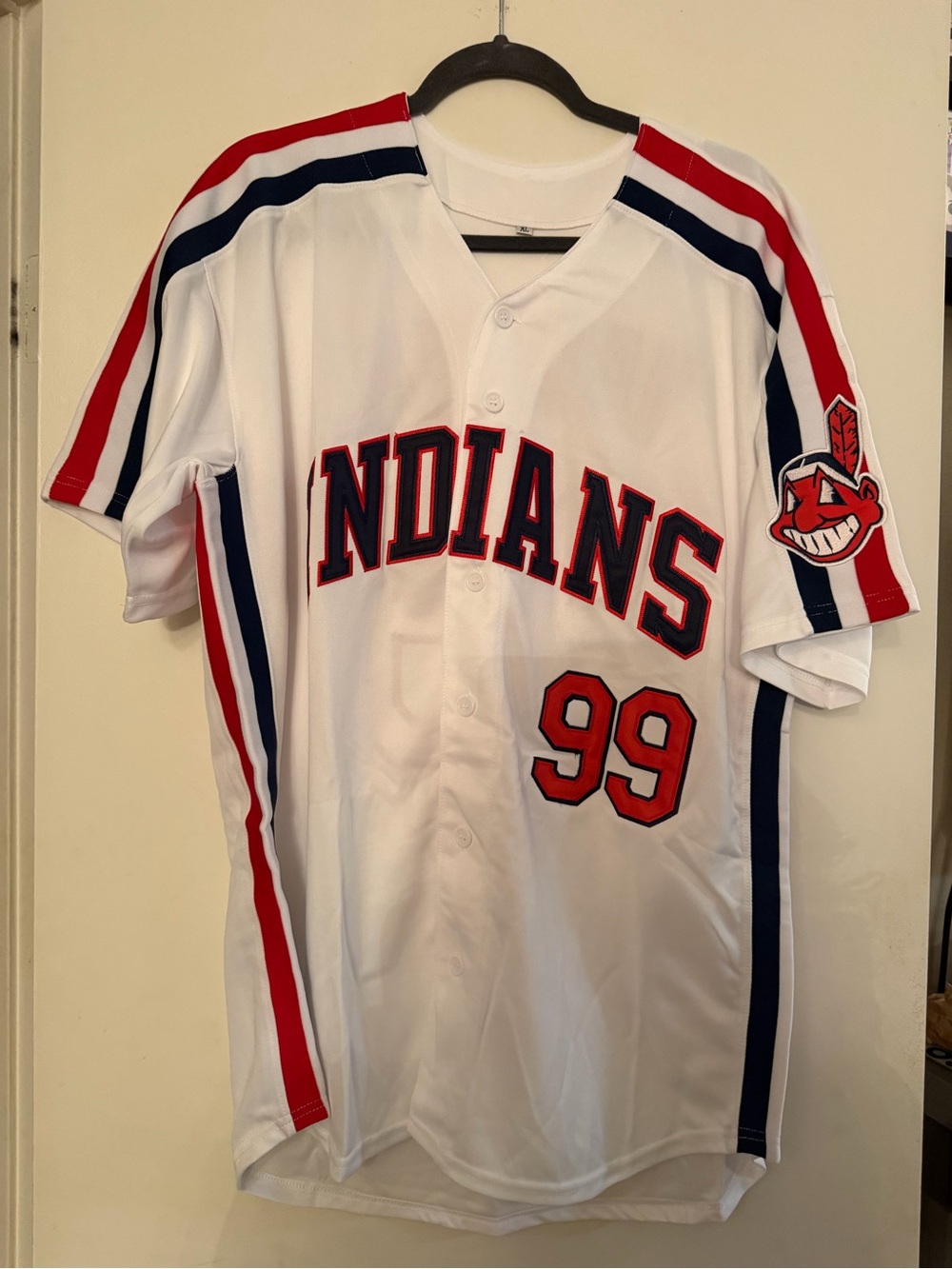 Major League Cleveland Indians Vaughn White Baseball Jersey Red & Navy Accents